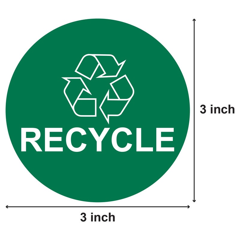 OfficeSmartLabels Recycling Labels with Recycle Symbol (3 inch, Green - 300 Labels) Circle Dot Recycle Stickers for Trash Cans, Containers or Walls - Image 2